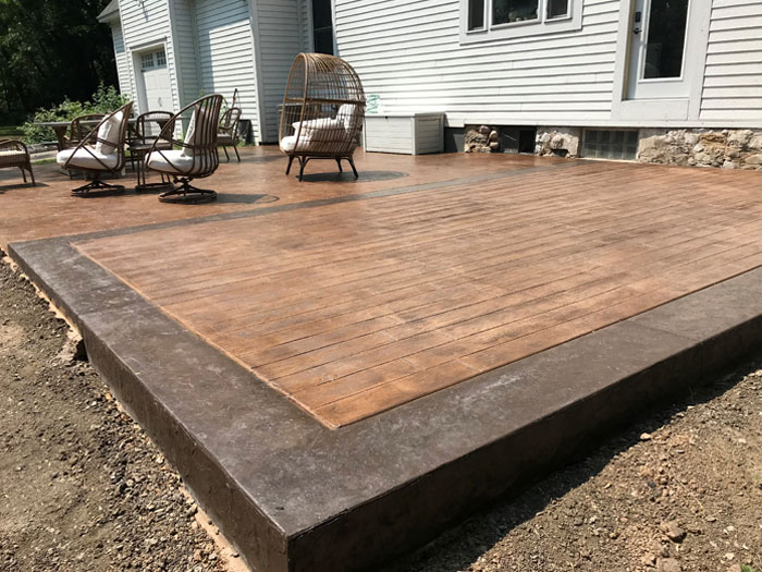 Wood Plank Stamped Patio with border